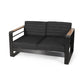 Vinia Loveseat Outdoor Dark Gray Polyester Wood Accents Black 57 Inch By Casagear Home BM321259