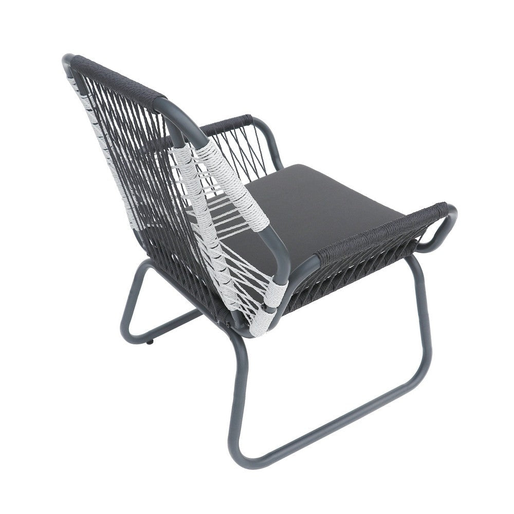 Ciao Accent Club Chair Set of 2 Outdoor Gray Cushions Gray Rope and Steel By Casagear Home BM321261