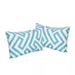 Reem Rectangular Pillow Set of 2 12 x 19 Blue Greek Key White Polyester By Casagear Home BM321275