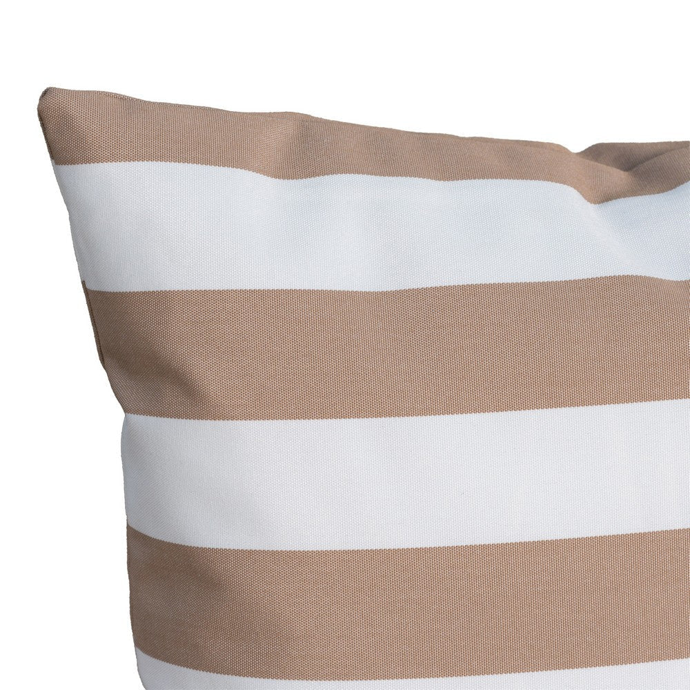 Naed Square Outdoor Throw Pillow Set of 2 18 Inch Brown White Stripes By Casagear Home BM321283