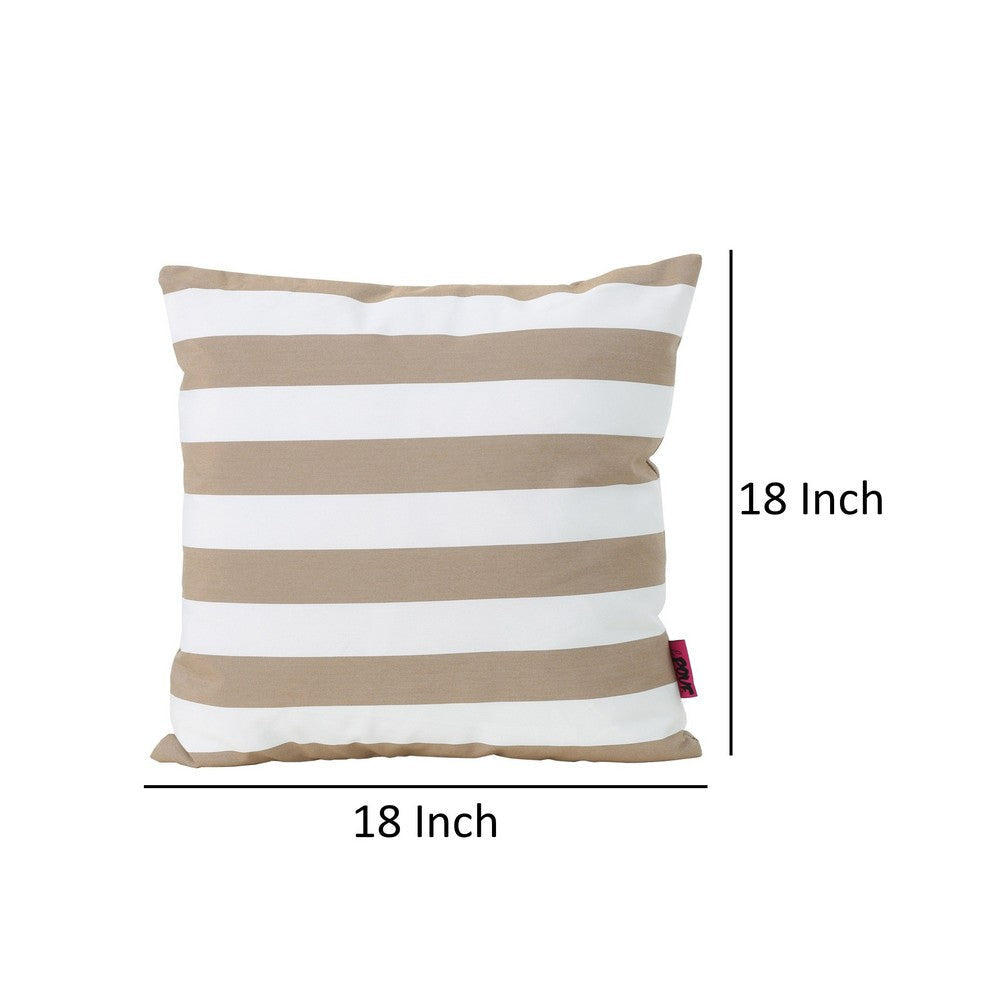 Naed Square Outdoor Throw Pillow Set of 2 18 Inch Brown White Stripes By Casagear Home BM321283