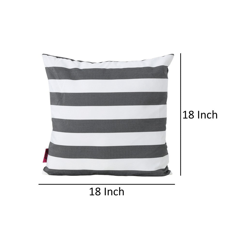 Naed Square Outdoor Throw Pillow Set of 2 18 Inch Black White Stripes By Casagear Home BM321284