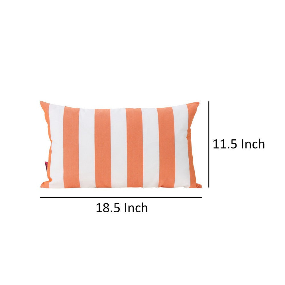 Naed Rectangular Outdoor Throw Pillow Set of 2 Orange and White Stripes By Casagear Home BM321287