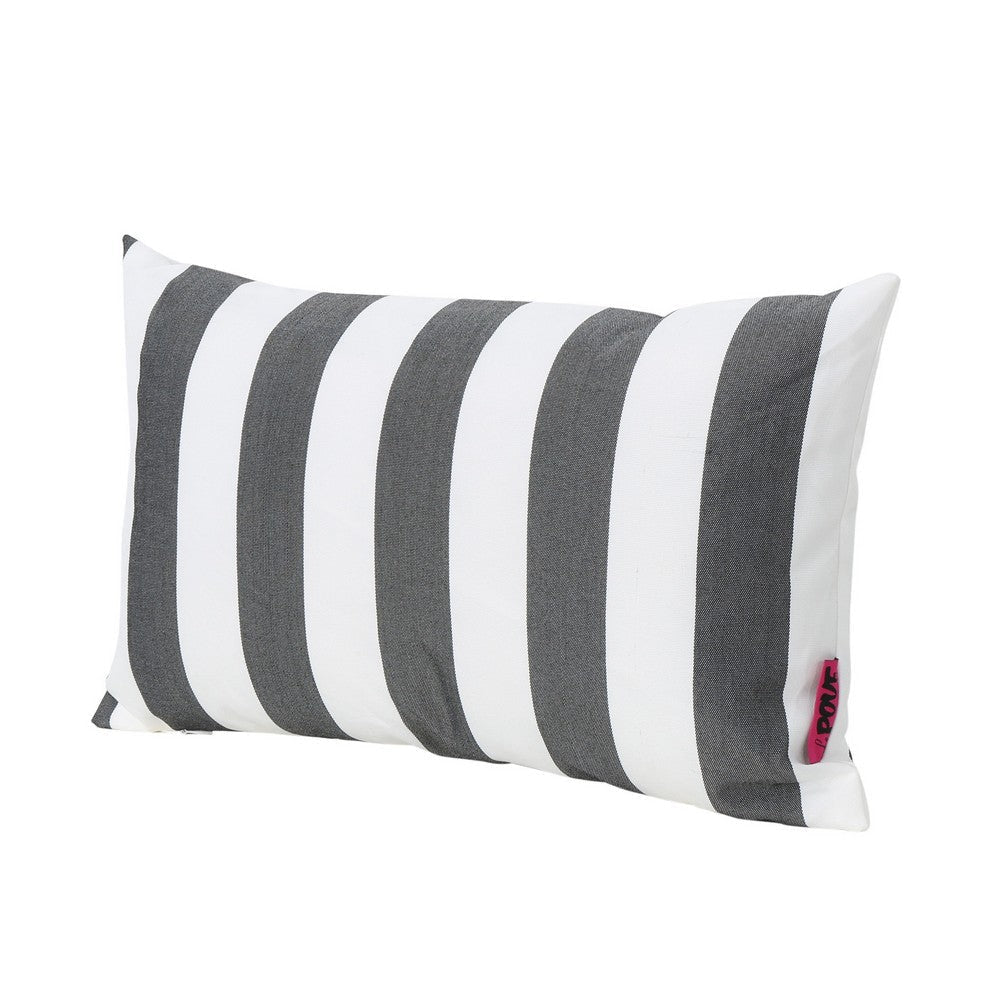 Naed Rectangular Outdoor Throw Pillow Set of 2 Black and White Stripes By Casagear Home BM321289