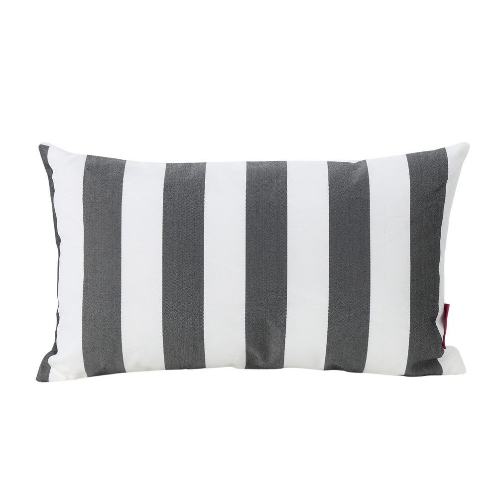 Naed Rectangular Outdoor Throw Pillow Set of 2, Black and White Stripes By Casagear Home