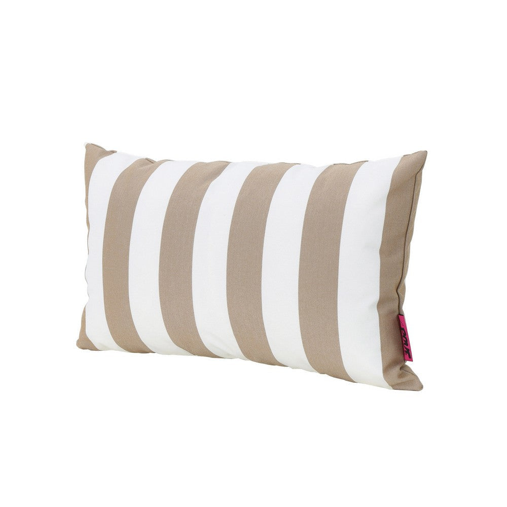 Naed Rectangular Outdoor Throw Pillow Set of 2 Brown and White Stripes By Casagear Home BM321290