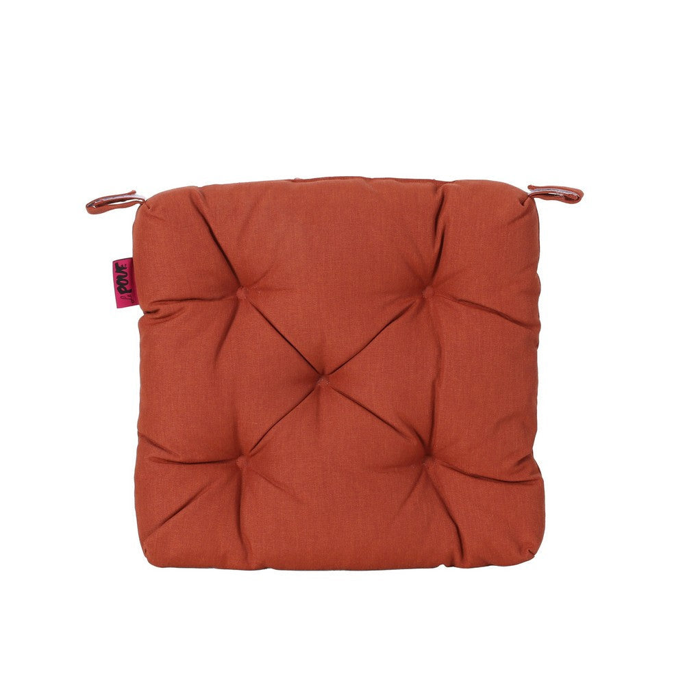 Caba Chair Pad Cushion, Tufted 16 Inch, Water Resistant, Orange Polyester By Casagear Home