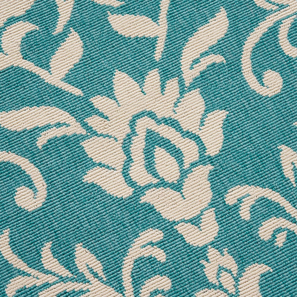 Dian Area Rug 5 x 7 Power Loom Ivory Blue Floral Patterns Indoor Outdoor By Casagear Home BM321301