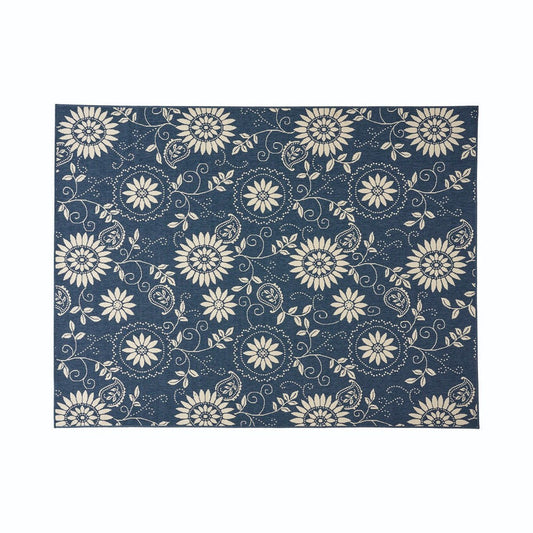 Dian Area Rug, 8 x 10, Power Loom Ivory Blue Floral Details, Indoor Outdoor By Casagear Home