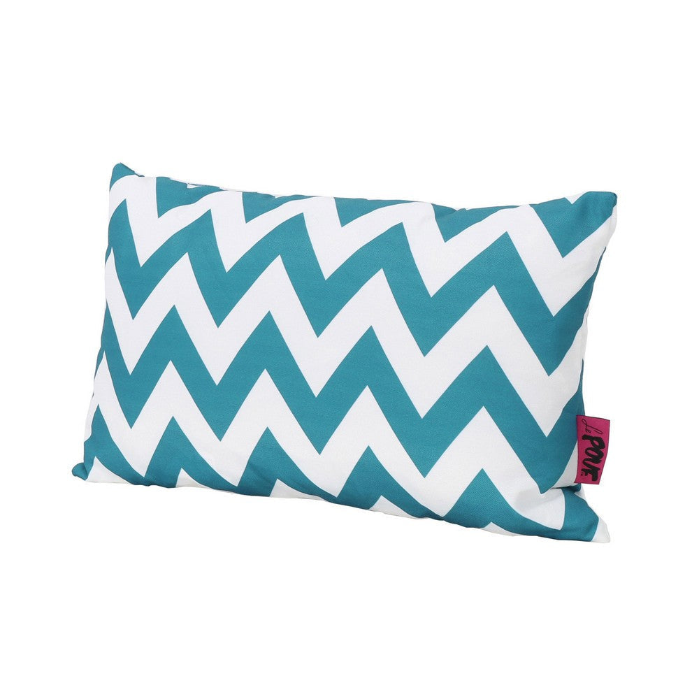 Isol Rectangular Outdoor Throw Pillow Set of 2 Chevron Pattern Teal Blue By Casagear Home BM321312