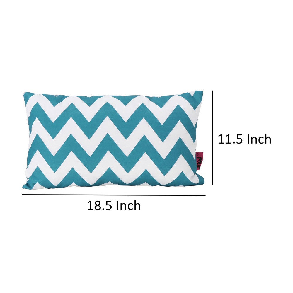 Isol Rectangular Outdoor Throw Pillow Set of 2 Chevron Pattern Teal Blue By Casagear Home BM321312