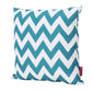 Isol Square Outdoor Throw Pillow Set of 2 Chevron Pattern White Teal By Casagear Home BM321313