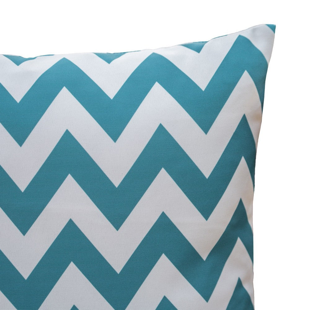 Isol Square Outdoor Throw Pillow Set of 2 Chevron Pattern White Teal By Casagear Home BM321313