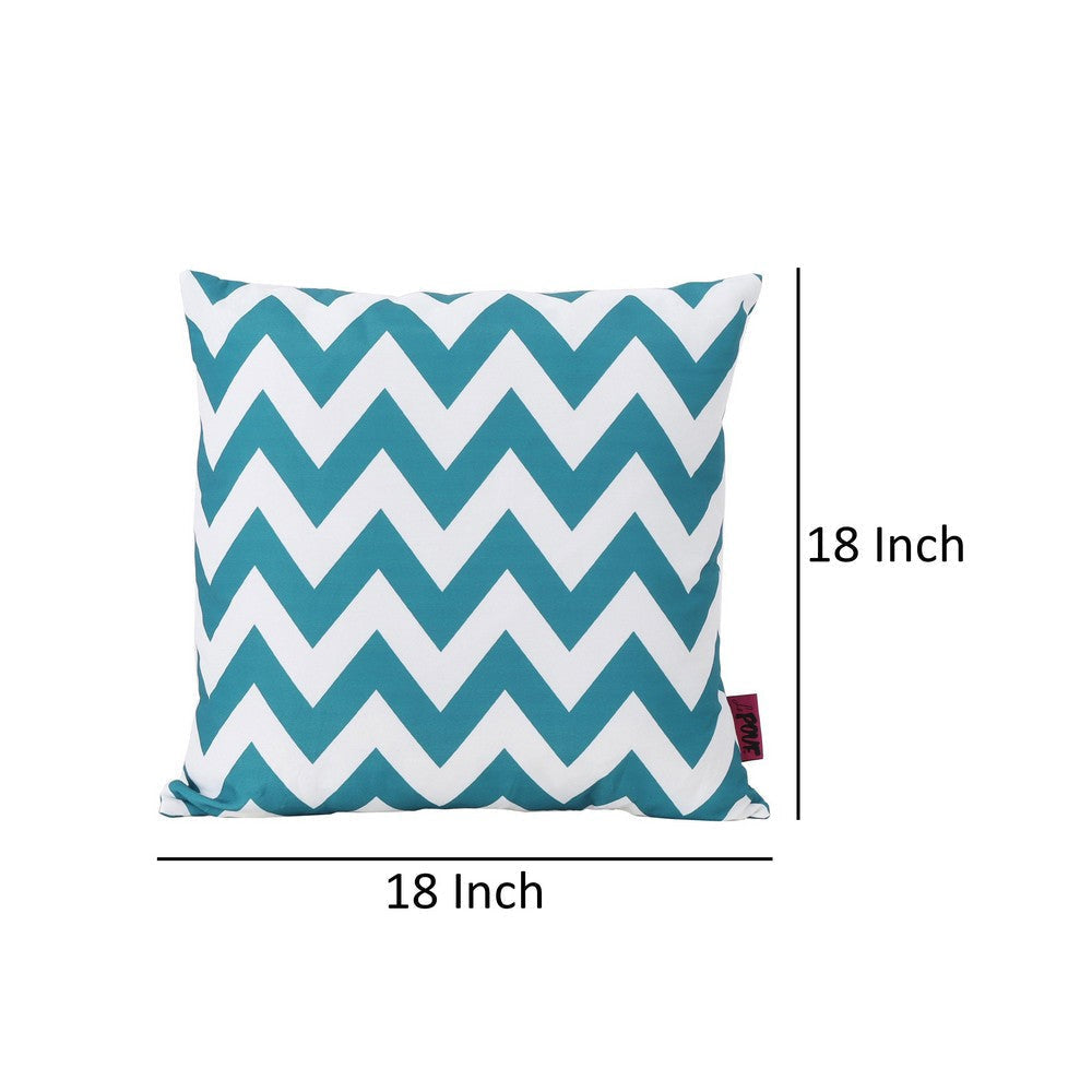 Isol Square Outdoor Throw Pillow Set of 2 Chevron Pattern White Teal By Casagear Home BM321313