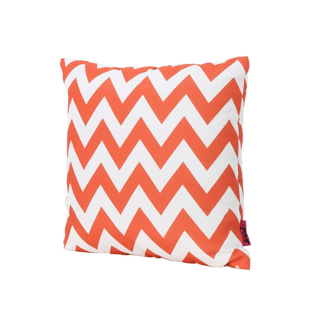 Isol Square Outdoor Throw Pillow Set of 2 Chevron Pattern White Orange By Casagear Home BM321314