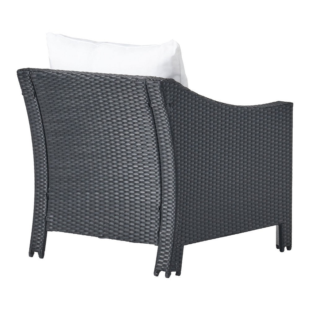 Annie Outdoor Armchair Set of 2 White Fabric Gray PE Rattan Wicker Iron By Casagear Home BM321317