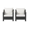 Annie Outdoor Armchair Set of 2, White Fabric, Gray PE Rattan Wicker, Iron By Casagear Home