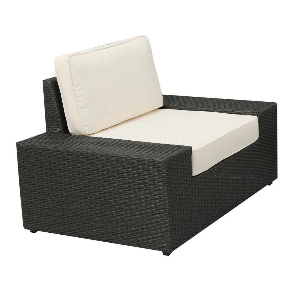 Jivi Outdoor Club Accent Chair White Cushions Black Rattan Wicker Iron By Casagear Home BM321318