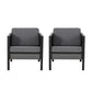 Tomy Outdoor Club Accent Chair Set of 2, Gray Olefin Cushions, Black Iron By Casagear Home