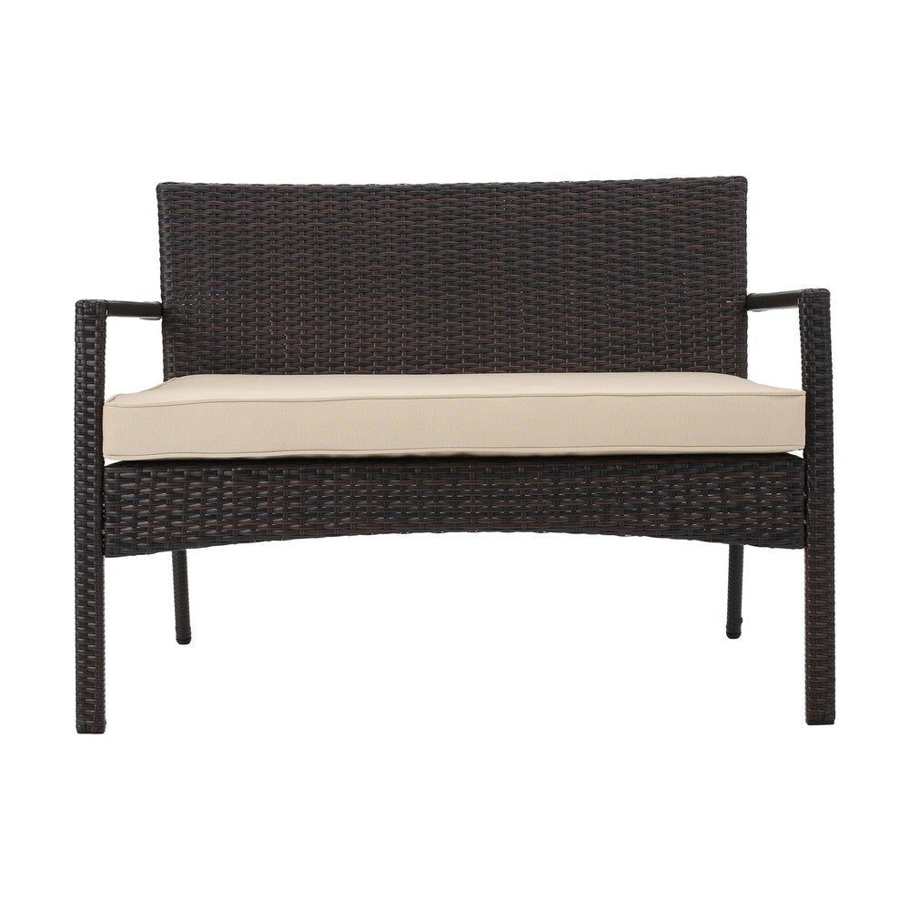 Casie 4pc Outdoor Set 1 Table 2 Accent Chairs 1 Loveseat Brown Rattan By Casagear Home BM321321