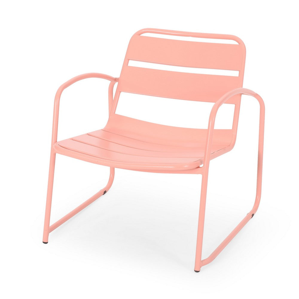 Gigi Outdoor Accent Chair Set of 2 Powder Coated Iron in Peach Finish By Casagear Home BM321325