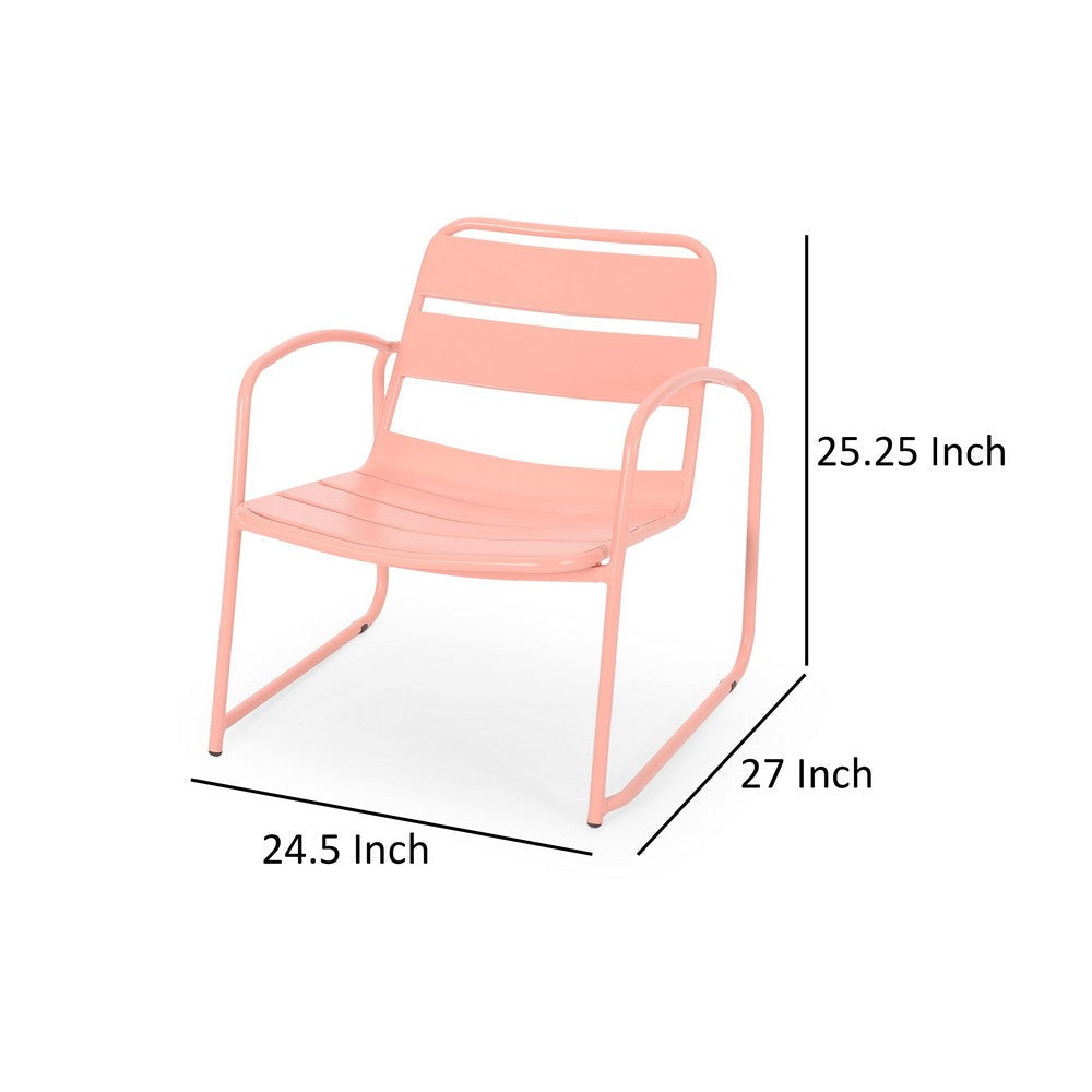 Gigi Outdoor Accent Chair Set of 2 Powder Coated Iron in Peach Finish By Casagear Home BM321325