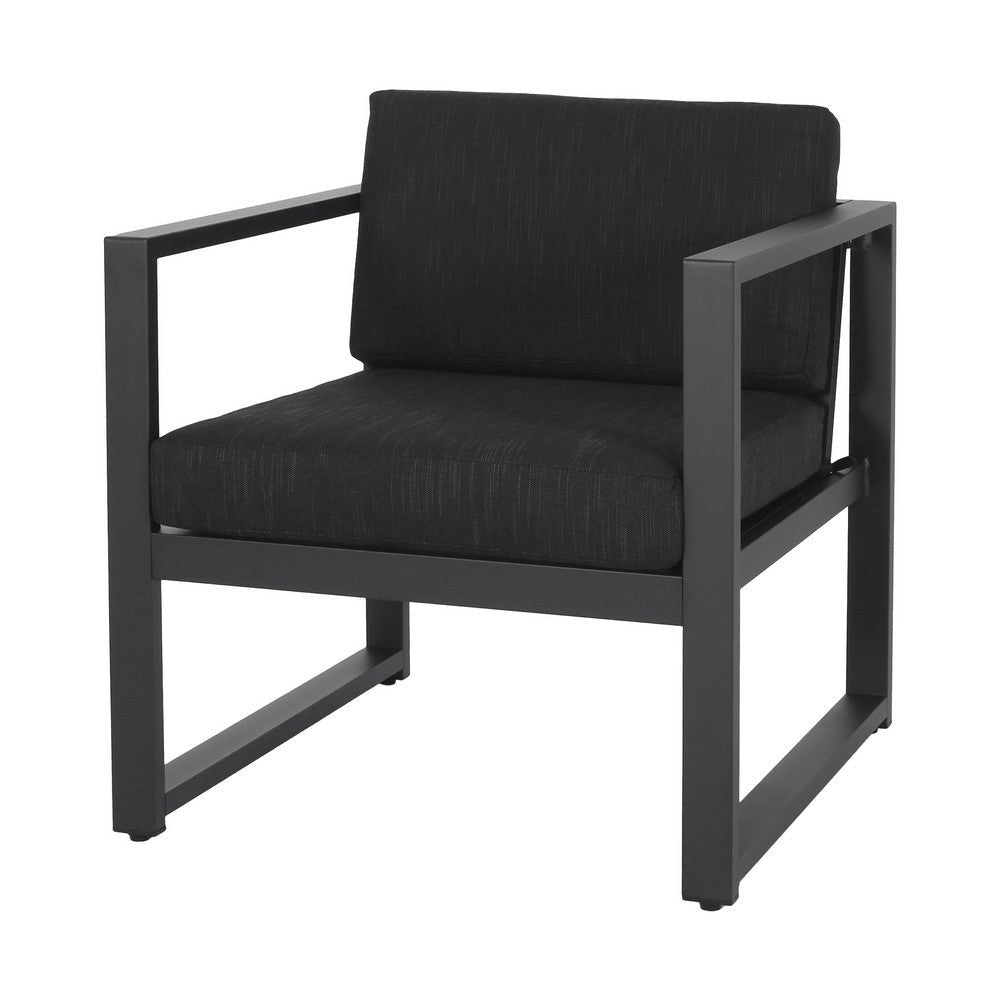 Novi 3pc Outdoor Set 1 Loveseat 2 Accent Chairs Dark Gray Fabric Metal By Casagear Home BM321329