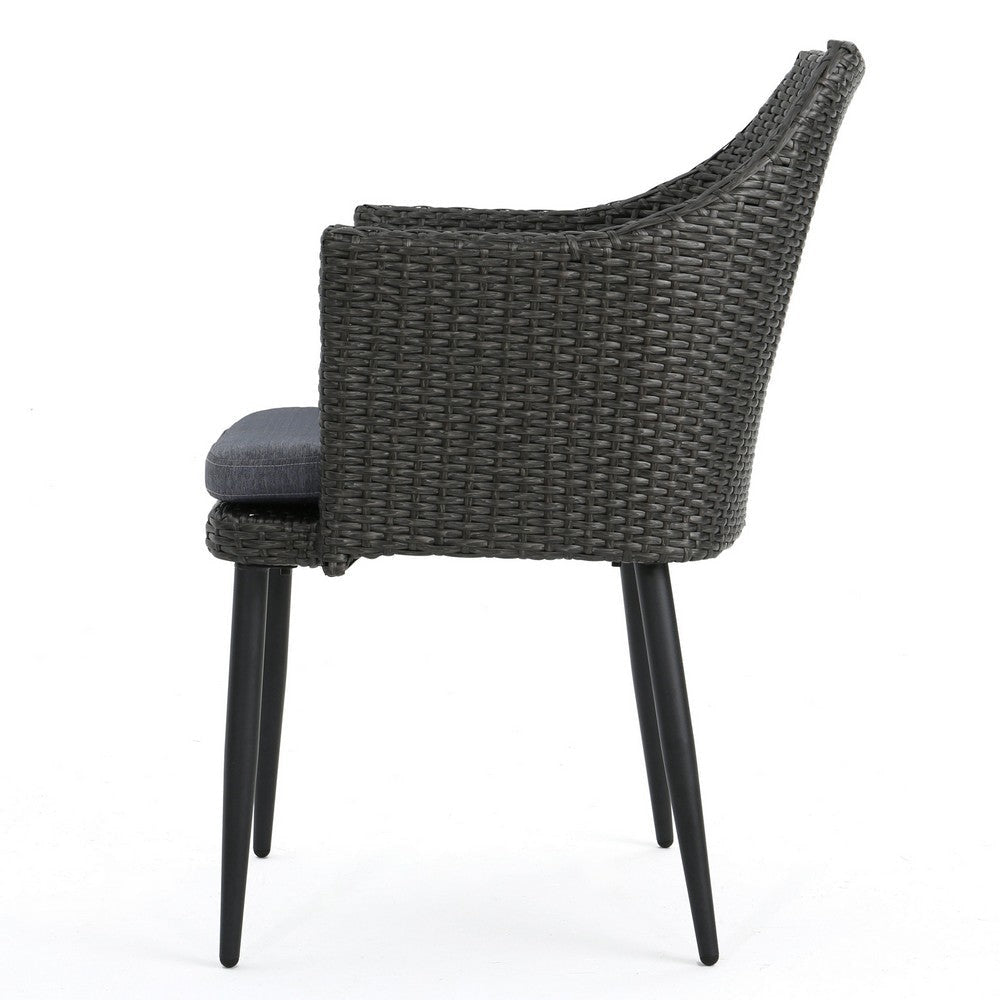 Kenny Outdoor Accent Chair Set of 2 Gray Polyester PE Rattan Iron By Casagear Home BM321330