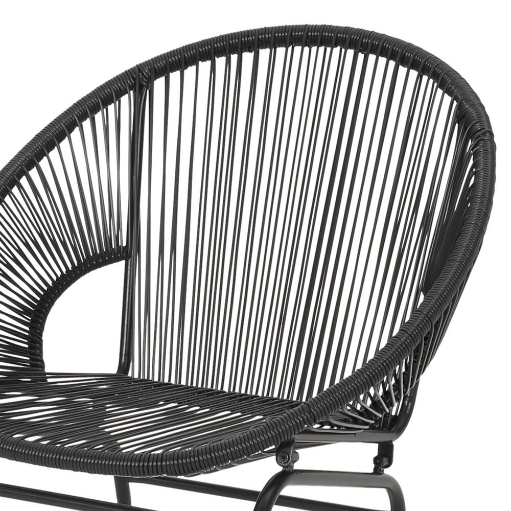 Sanu Outdoor Accent Chair Set of 2 PE Rattan Black Iron Round Backrests By Casagear Home BM321334