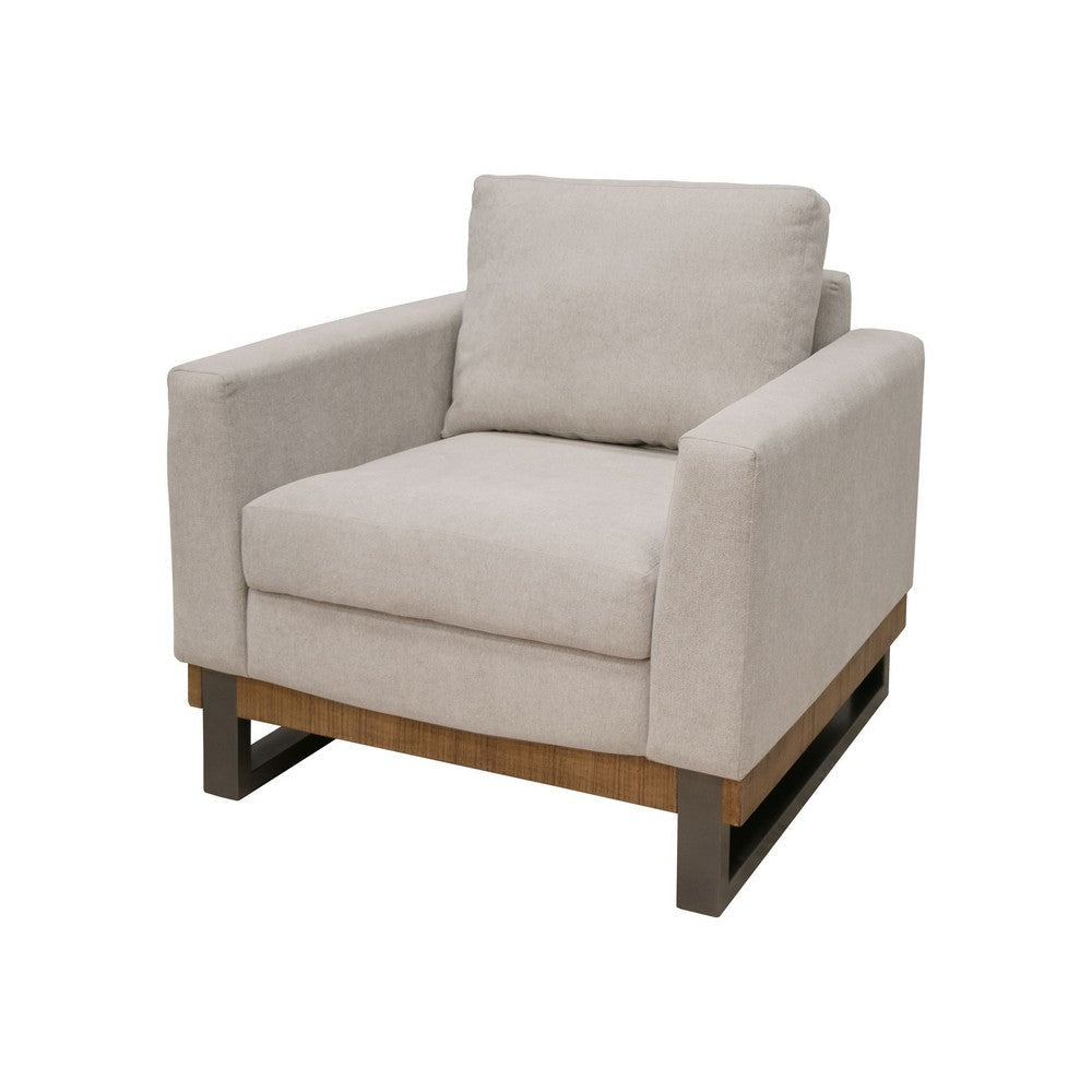 Dome Accent Chair with 1 Throw Pillow Solid Pine Wood Beige Polyester By Casagear Home BM321473