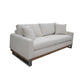 Dome Loveseat with 2 Accent Pillows, 63 Inch, Solid Wood, Ivory Polyester By Casagear Home