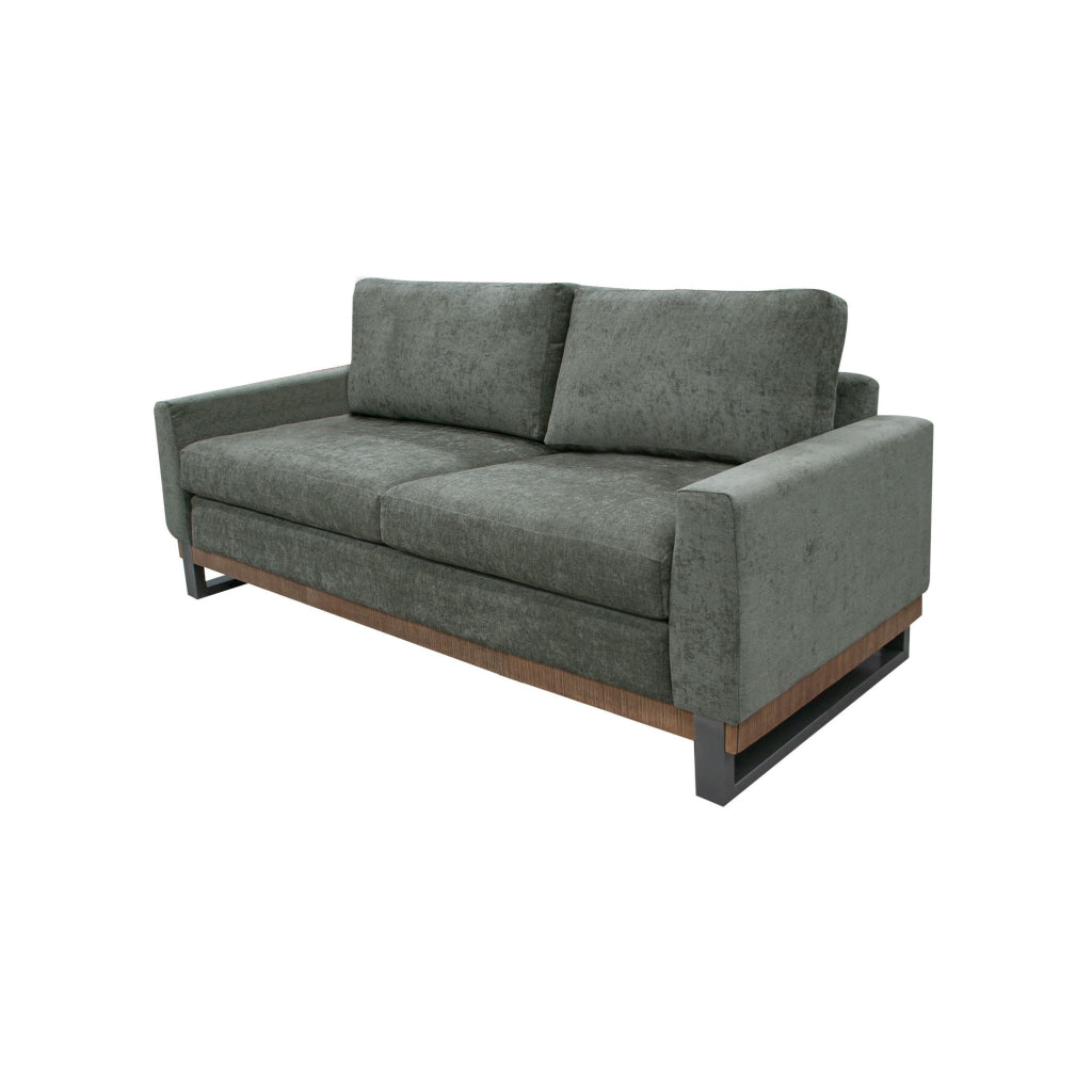 Dome Loveseat with 2 Accent Pillows Solid Wood Olive Green Polyester By Casagear Home BM321475