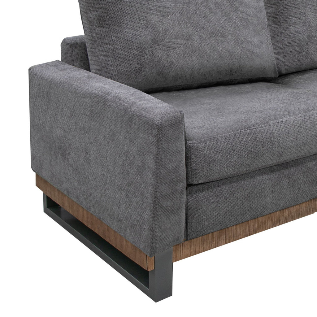 Dome Loveseat 2 Accent Pillows 63 Inch Solid Pine Wood Gray Polyester By Casagear Home BM321476