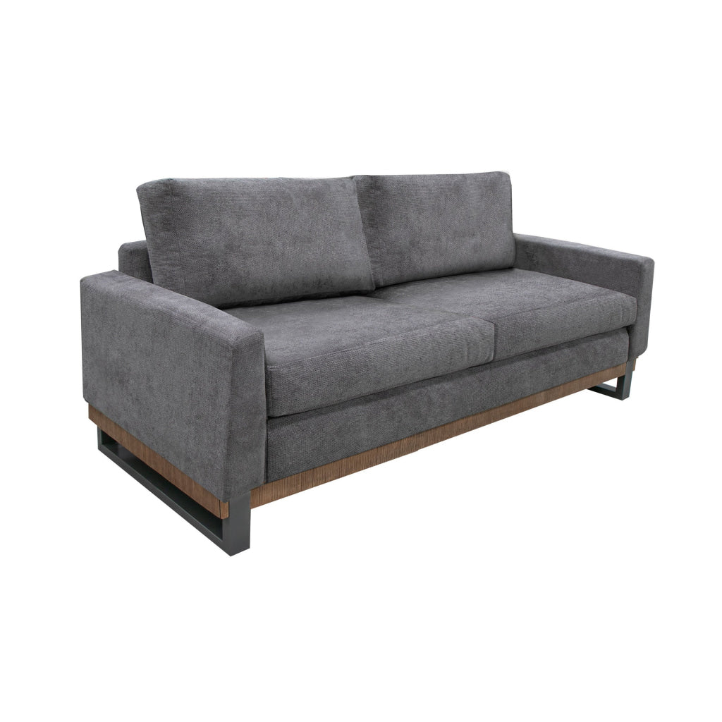 Dome Loveseat 2 Accent Pillows 63 Inch Solid Pine Wood Gray Polyester By Casagear Home BM321476