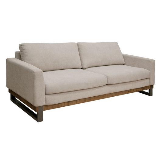 Dome Sofa with 2 Accent Pillows, 86 Inch, Solid Pine Wood, Beige Polyester By Casagear Home