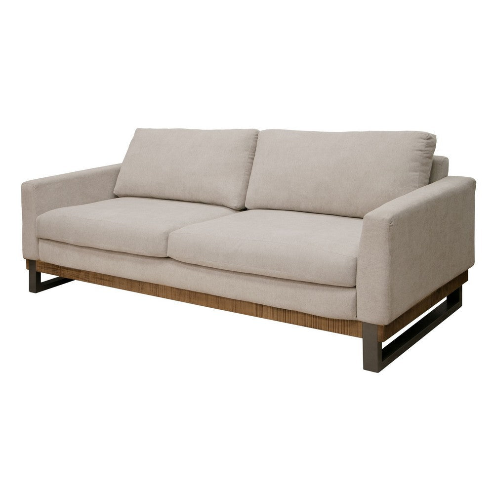 Dome Sofa with 2 Accent Pillows 86 Inch Solid Pine Wood Beige Polyester By Casagear Home BM321483