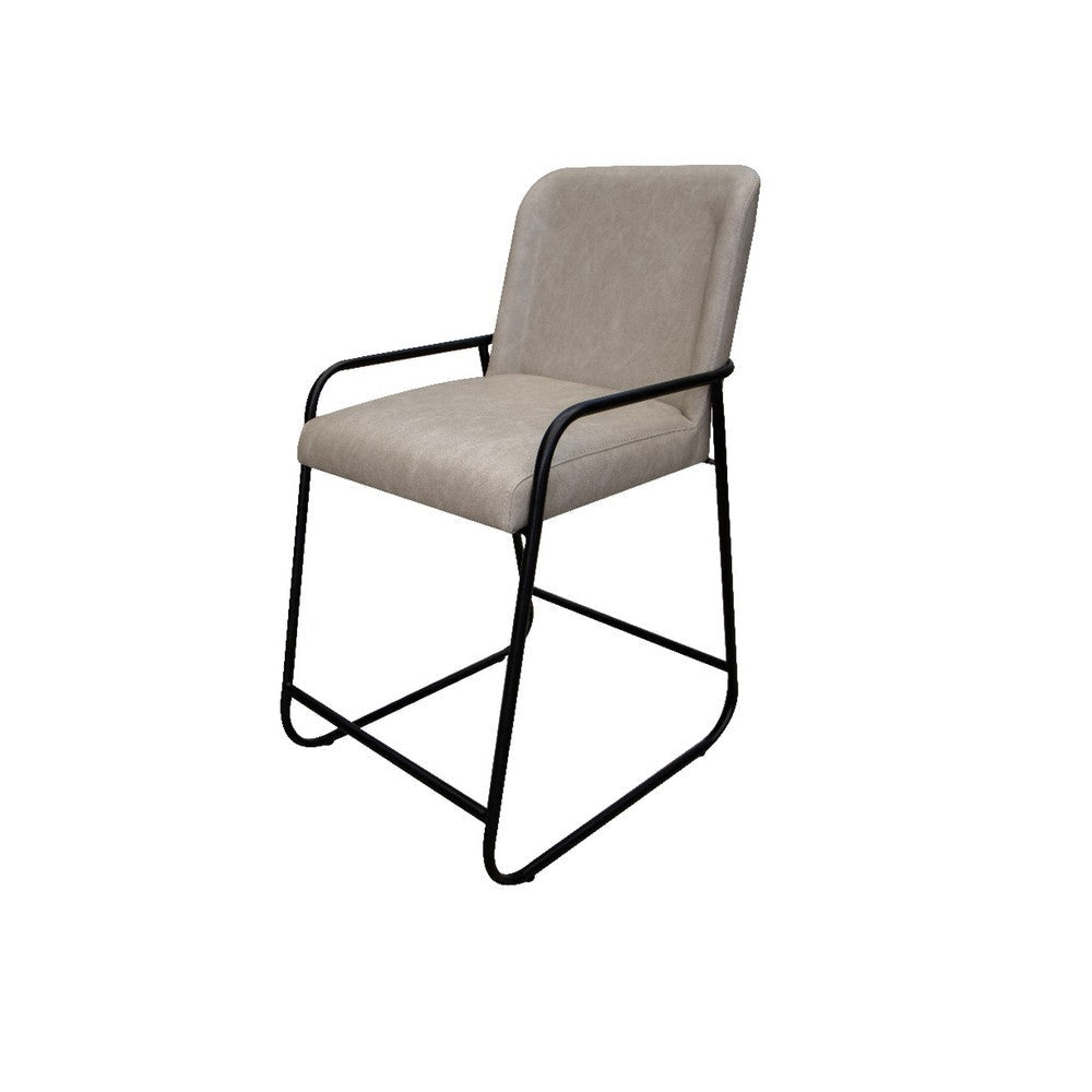 Suze Counter Height Chair Black Iron Legs Snow Gray Performance Fabric By Casagear Home BM321488