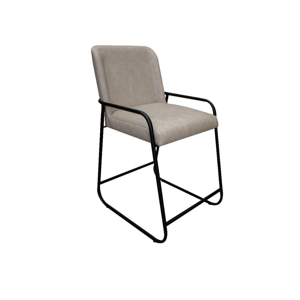 Suze Counter Height Chair, Black Iron Legs, Snow Gray Performance Fabric By Casagear Home