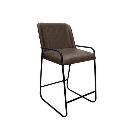 Suze Counter Height Chair, Black Iron, Hickory Brown Performance Fabric By Casagear Home