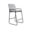 Suze Barstool Chair with Arched Back, Black Iron Frame, Beige Polyester  By Casagear Home