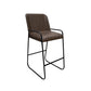 Suze Barstool Chair, Arched, Black Iron, Hickory Brown Performance Fabric  By Casagear Home