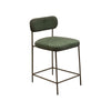 Iffa Counter Height Chair, Open Back, Gold Iron, Olive Green Polyester  By Casagear Home