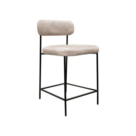 Iffa Counter Height Chair, Open Black Iron, Snow Gray Performance Fabric By Casagear Home