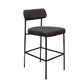 Iffa Counter Height Chair, Open Back, Black Iron Frame, Black Polyester By Casagear Home