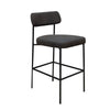 Iffa Counter Height Chair, Open Back, Black Iron Frame, Black Polyester By Casagear Home