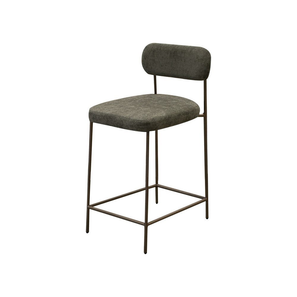 Iffa Barstool Chair Open Back Black Iron Gold Olive Green Polyester By Casagear Home BM321501