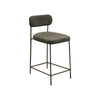 Iffa Barstool Chair, Open Back, Black Iron Gold, Olive Green Polyester By Casagear Home