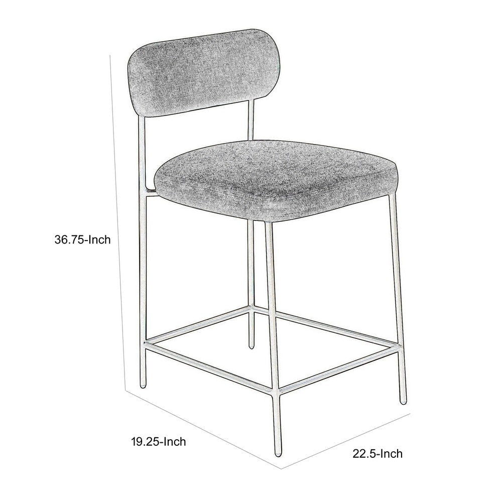 Iffa Barstool Chair Open Black Iron Frame Snow Gray Performance Fabric By Casagear Home BM321503