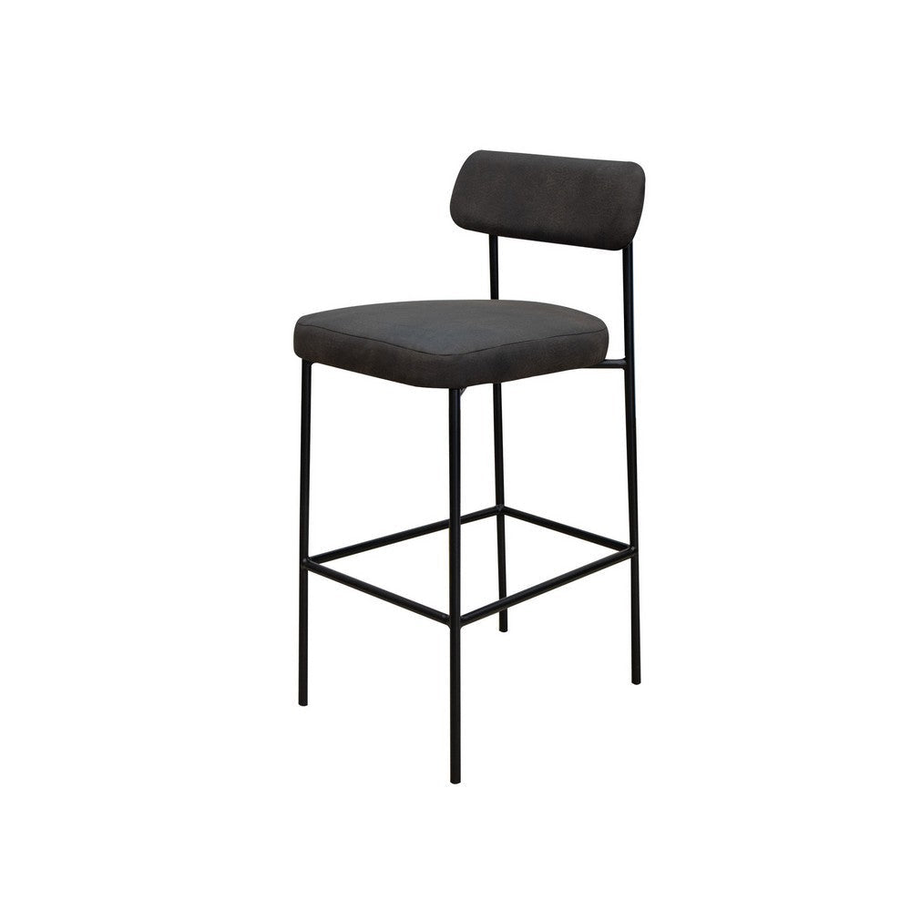 Iffa Barstool Chair Open Back Black Iron and Rich Anti Stain Polyester By Casagear Home BM321504