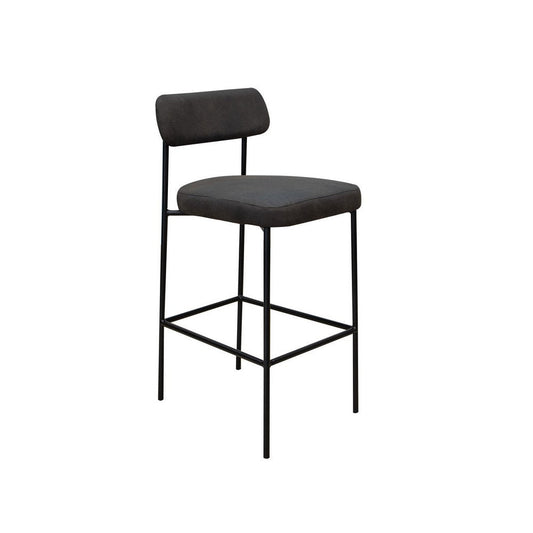 Iffa Barstool Chair, Open Back, Black Iron and Rich Anti Stain Polyester By Casagear Home